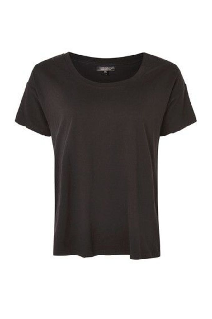 Womens Washed Scoop Neck T-Shirt - Black, Black
