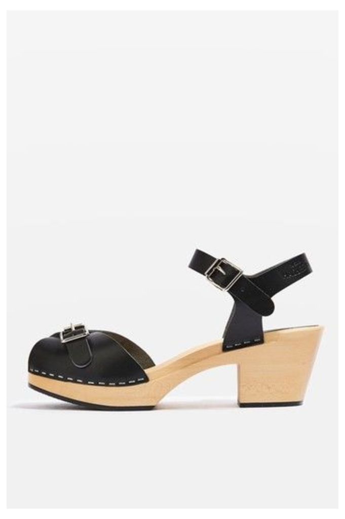 Womens PIA High Wood Sandals by Swedish Hasbeens - Black, Black
