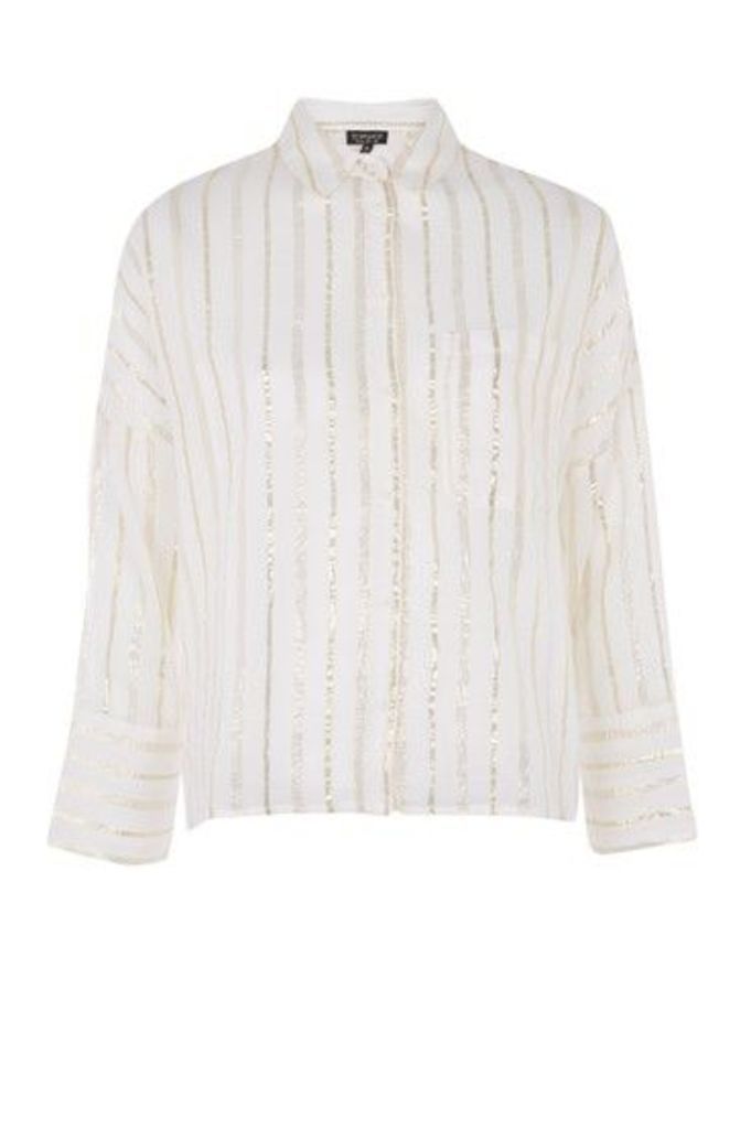 Womens Stripe Shirt - Ivory, Ivory