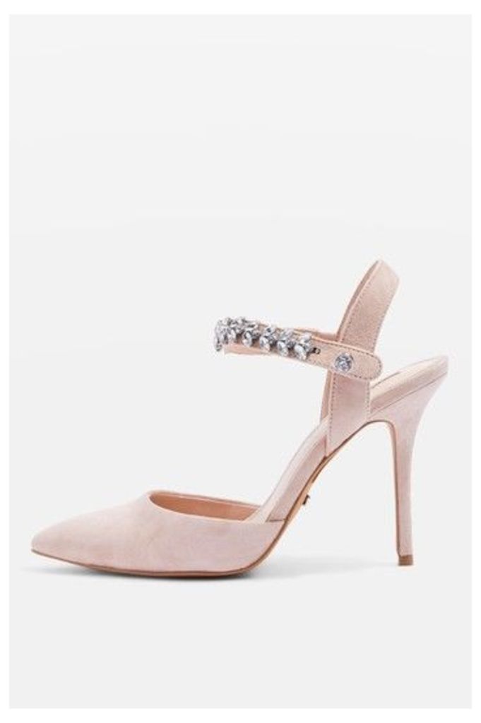 Womens GEM Embellished Court Shoes - Nude, Nude