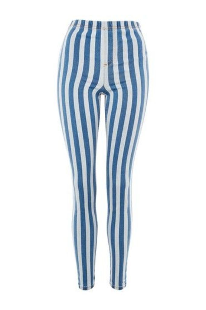 Womens Stripe Denim Jeggings - Navy Blue, Navy Blue