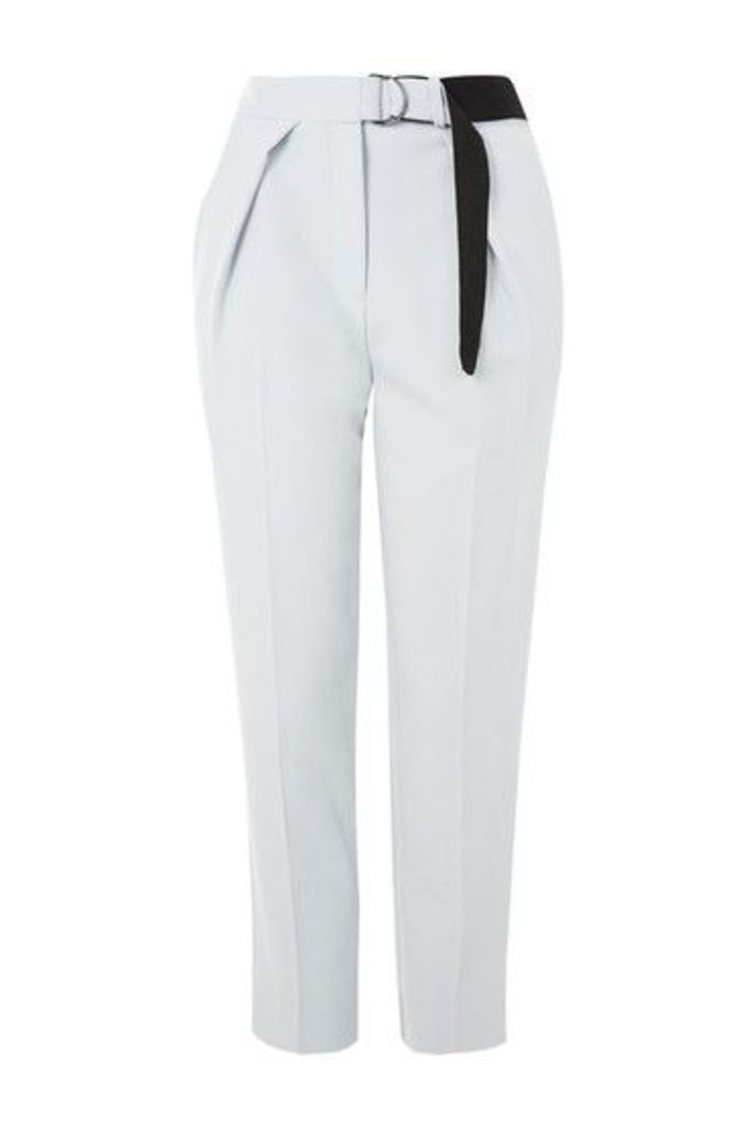 Womens Belted Cropped Cigarette Trousers - Ice Blue, Ice Blue