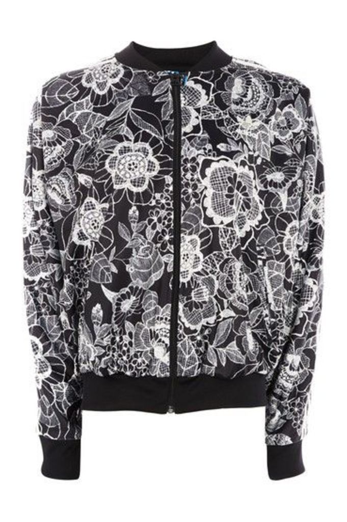 Womens Floral Cape Jacket by Adidas Originals - Monochrome, Monochrome