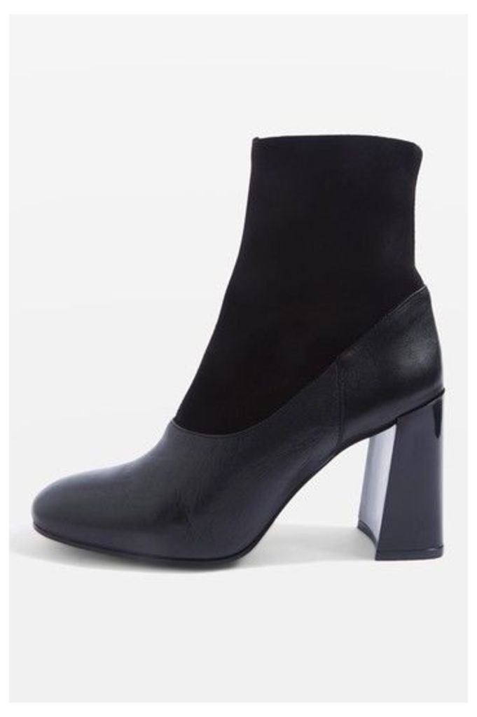 Womens Holi Leather Sock Boots - Black, Black