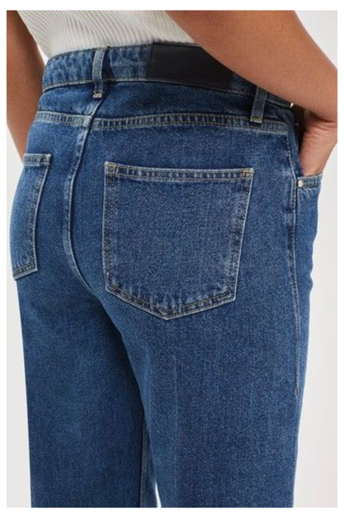 Womens Mid Wash Wide Leg Crop Jeans by Boutique - Blue, Blue