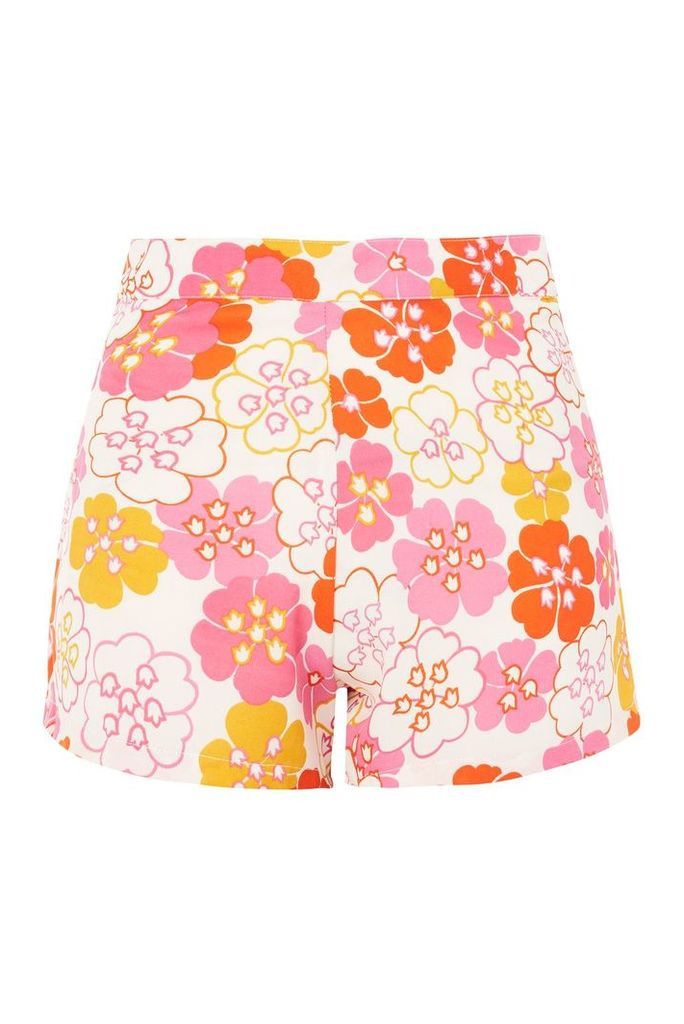 Womens **Floral Print Shorts by Glamorous Petite - Pink, Pink
