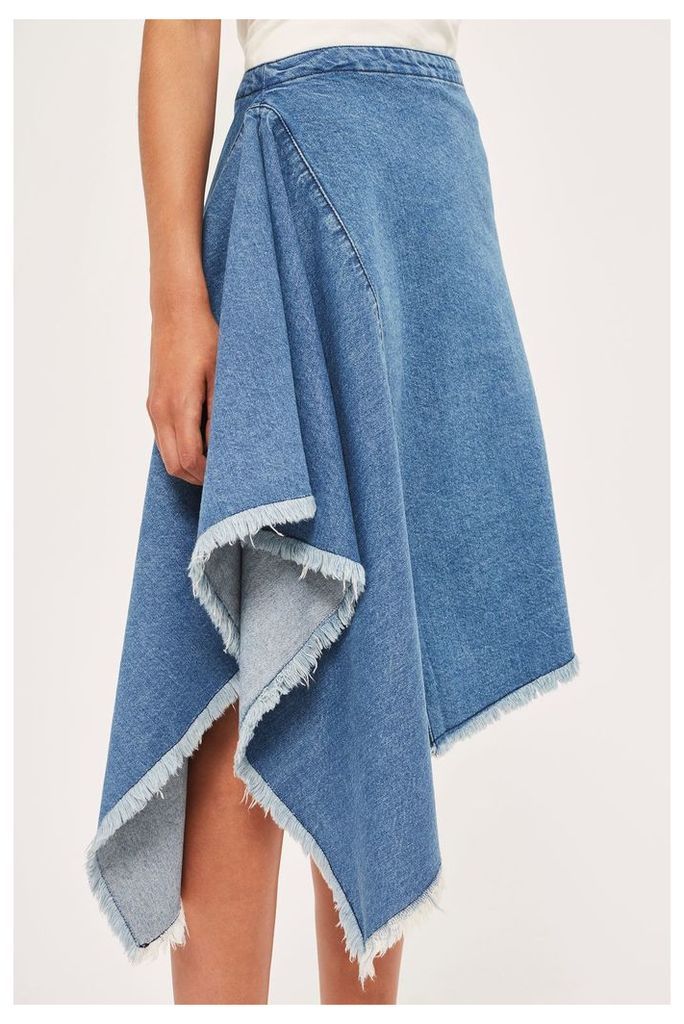 Womens **Side Drape Denim Skirt by Boutique - Multi, Multi