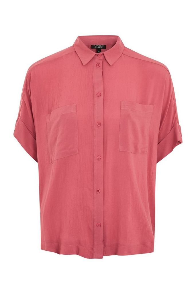 Womens Short Sleeved Shirt - Dark Pink, Dark Pink