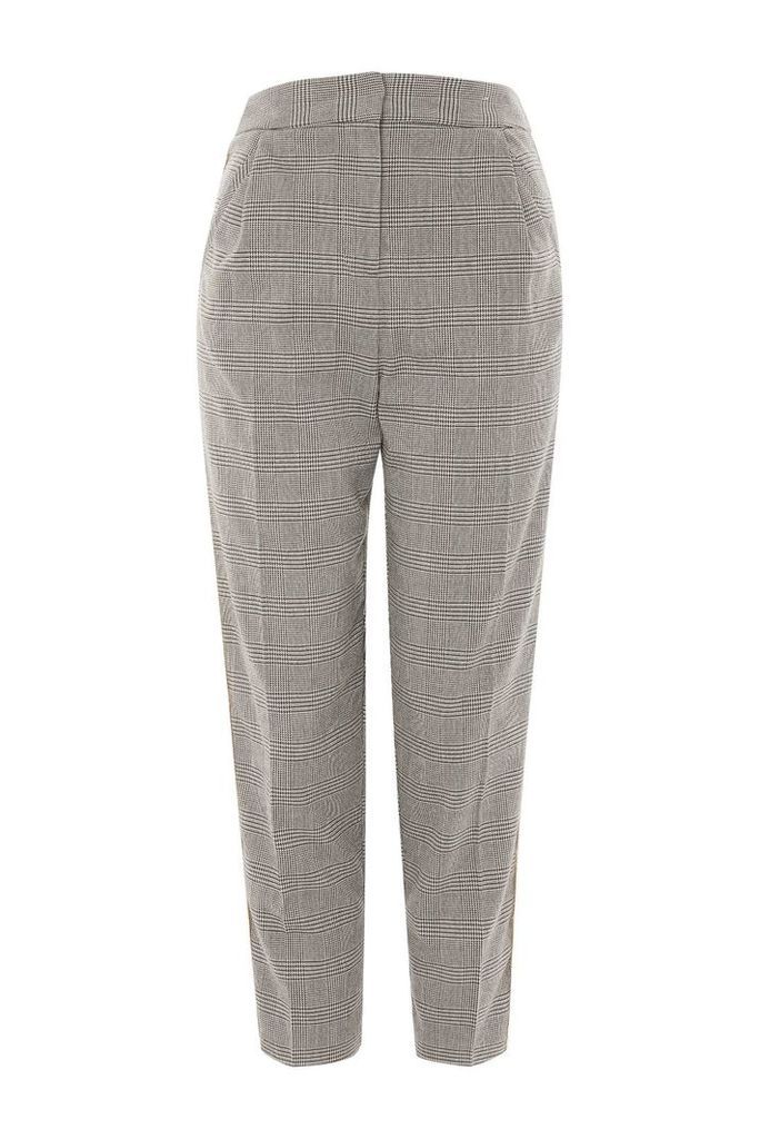 Womens Check Side Tapered Trousers - Grey, Grey
