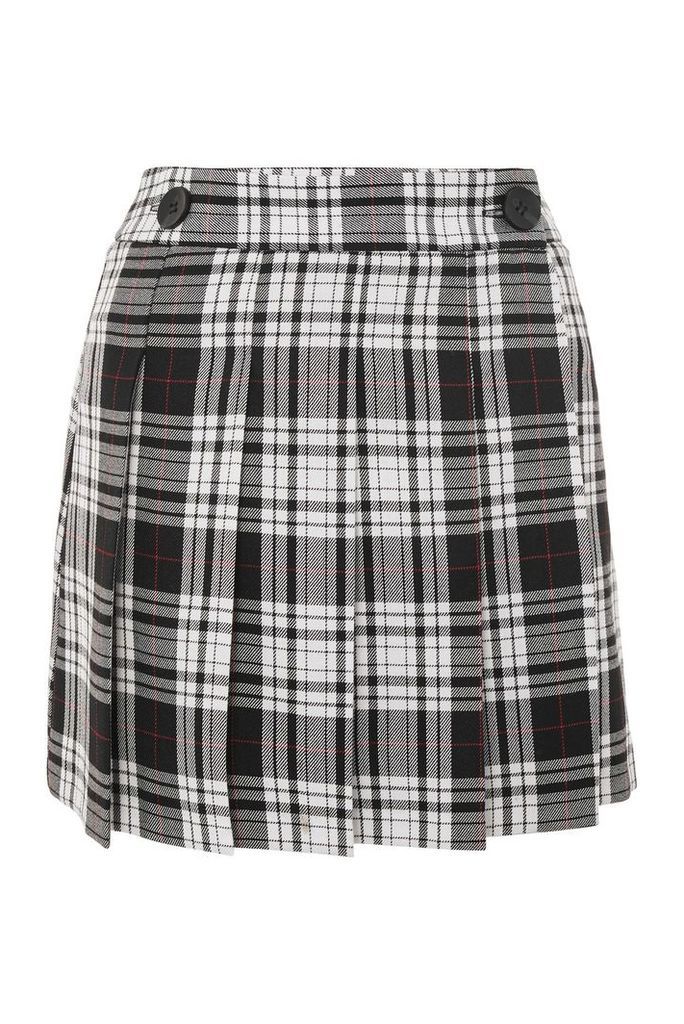 Womens College Checked Kilt Skirt - Monochrome, Monochrome
