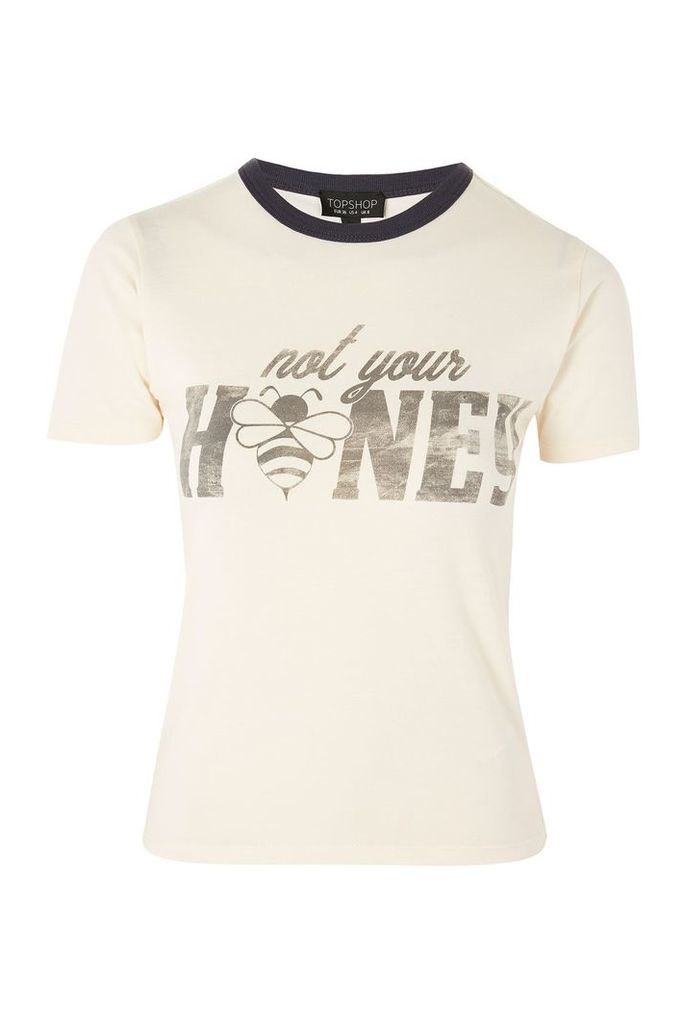 Womens 'Not Your Honey' Slogan T-Shirt - Cream, Cream