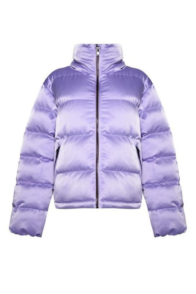 Womens **Padded Puffer Jacket by Glamorous - Lilac, Lilac