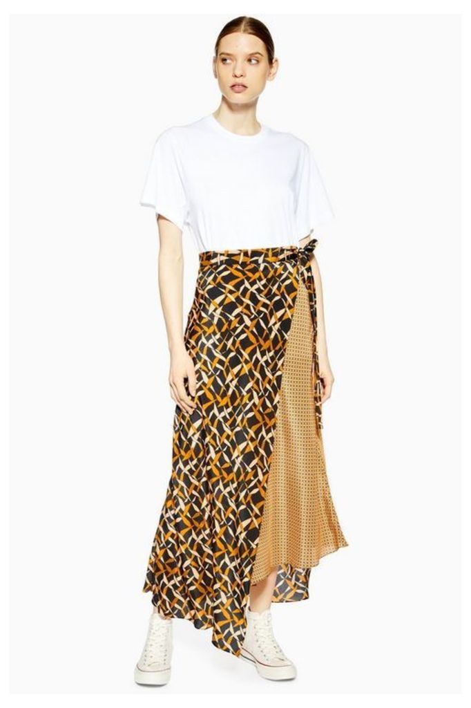 Womens **Geometric Print Silk Skirt By Boutique - Multi, Multi