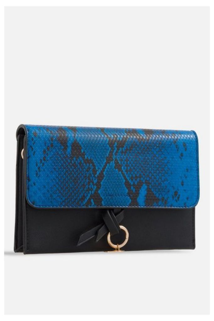 Womens **Faux Snakeskin Foldover Bag By Koko Couture - Royal Blue, Royal Blue