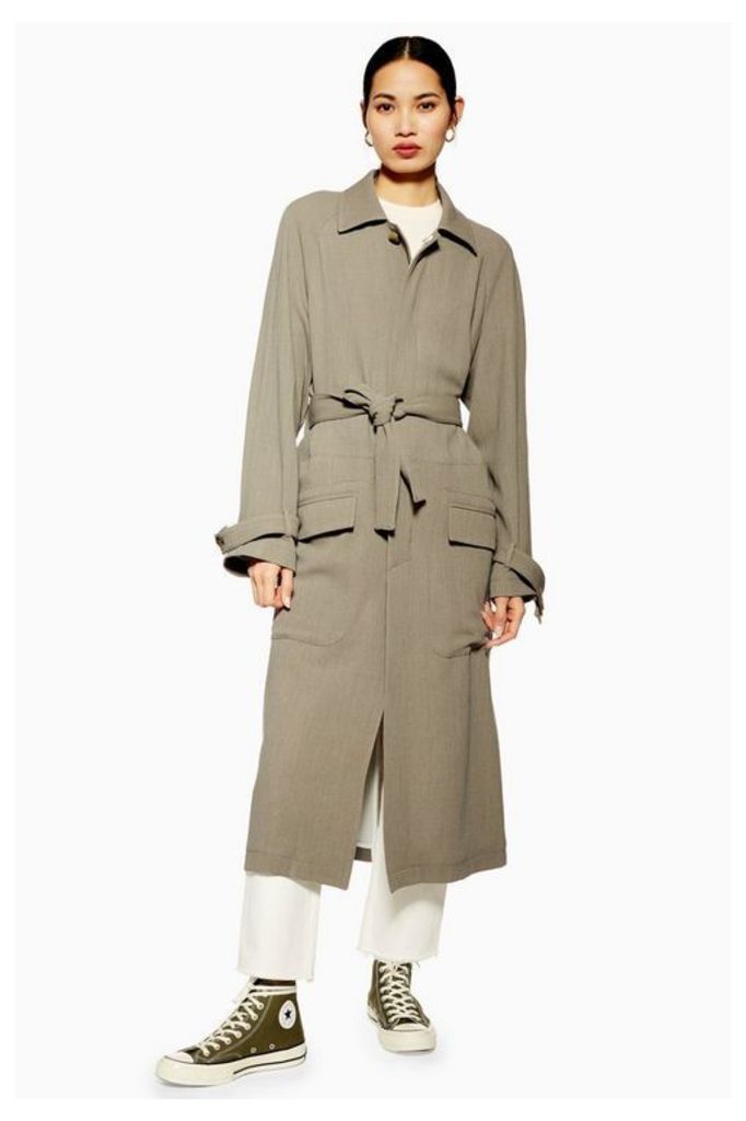 Womens **Wool Blend Duster Coat By Topshop Boutique - Beige, Beige