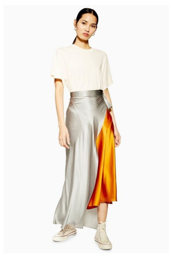 Womens **Colour Block Silk Skirt By Topshop Boutique - Multi, Multi