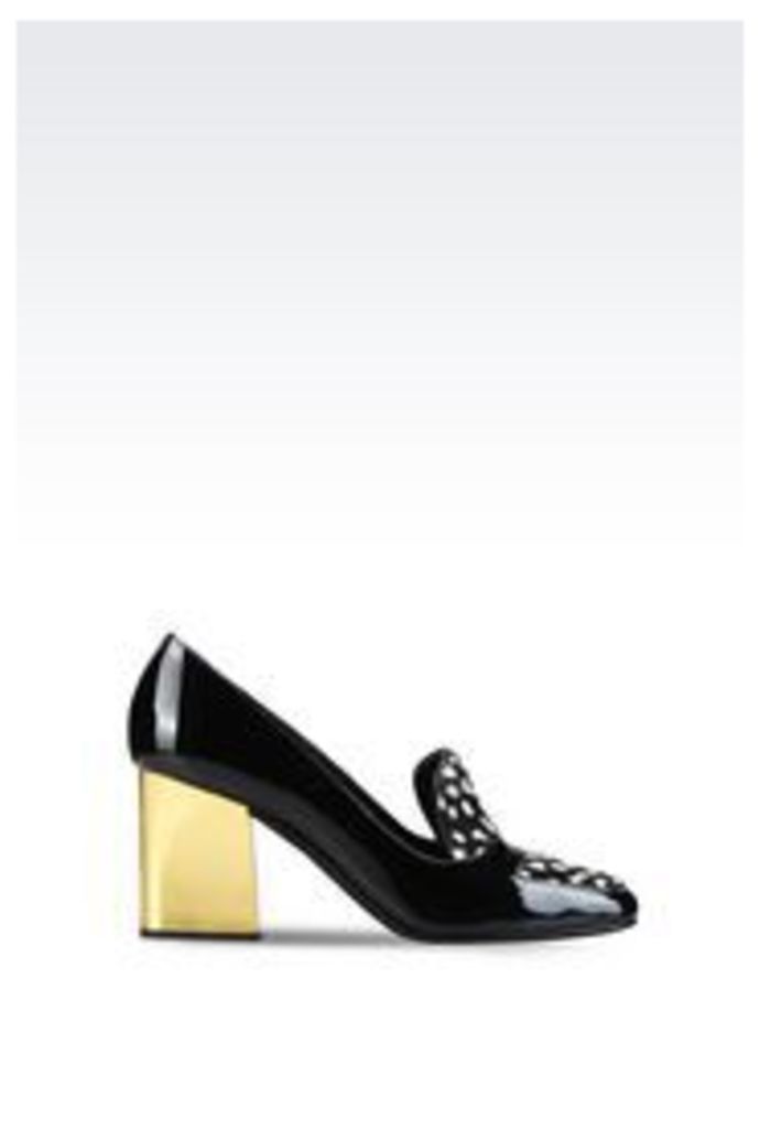 OFFICIAL STORE EMPORIO ARMANI COURT SHOE IN PATENT AND PONY SKIN