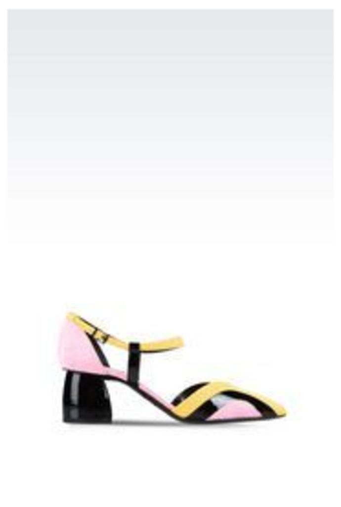 OFFICIAL STORE EMPORIO ARMANI COURT SHOE IN PATENT AND SUEDE