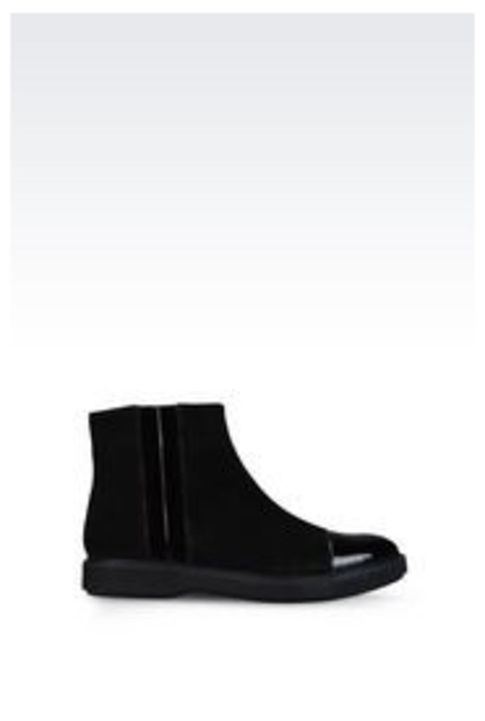 OFFICIAL STORE EMPORIO ARMANI HALF BOOT IN SUEDE AND PATENT
