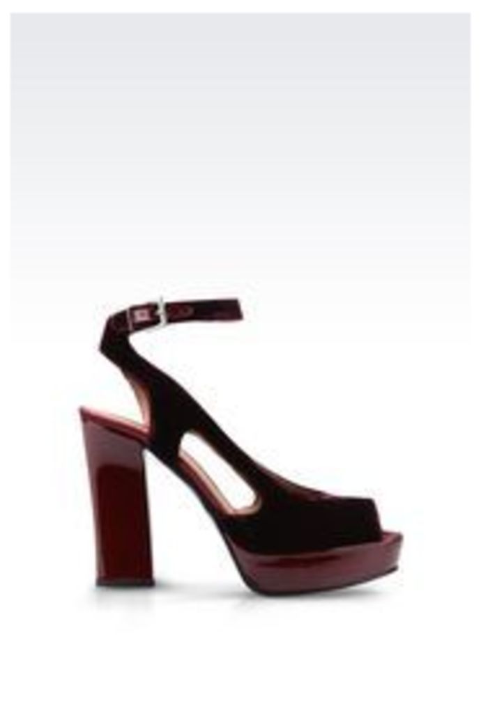 OFFICIAL STORE EMPORIO ARMANI SANDAL IN VELVET AND SATIN