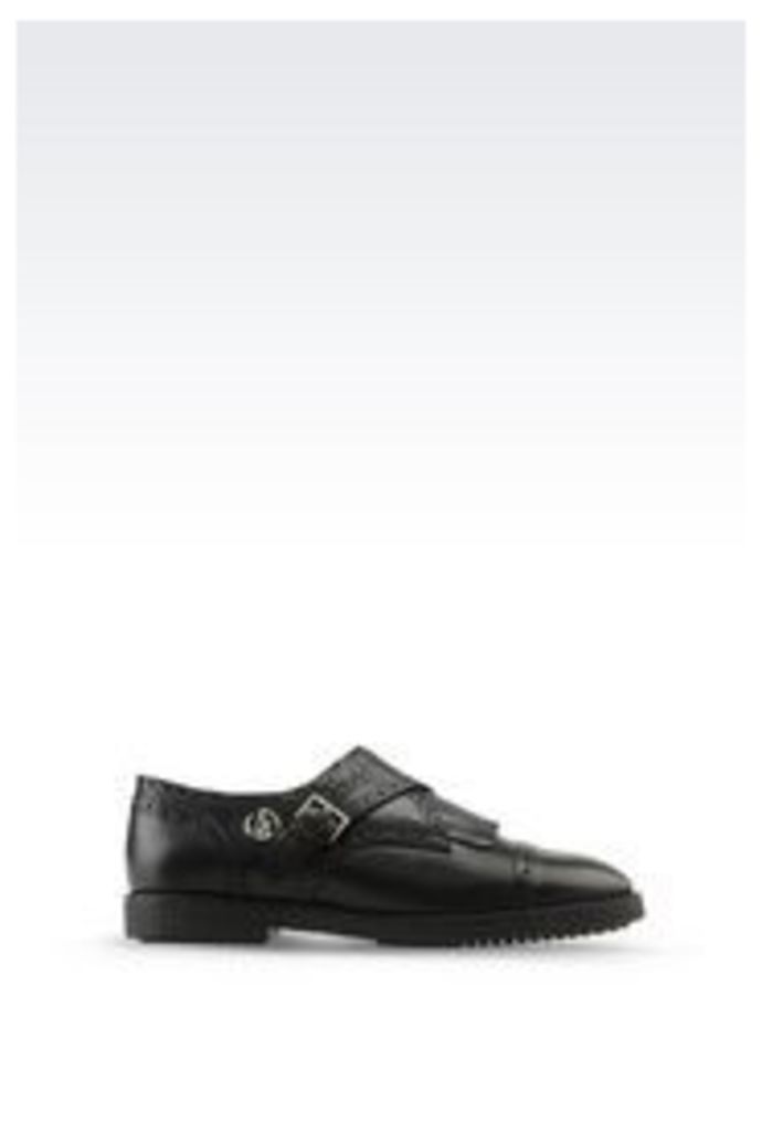 OFFICIAL STORE ARMANI JEANS MONKSTRAP IN LEATHER