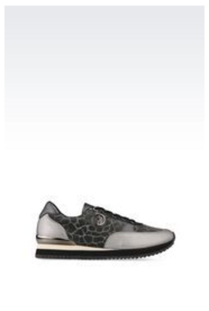 OFFICIAL STORE ARMANI JEANS RUNNING SHOE IN LAMINATED EFFECT LEATHER