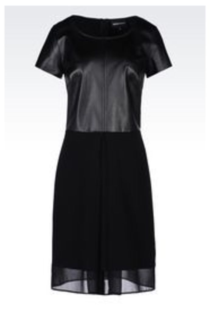 OFFICIAL STORE EMPORIO ARMANI DRESS IN LEATHER AND STEEL