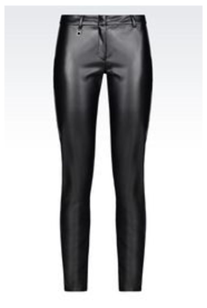 OFFICIAL STORE ARMANI JEANS SKINNY FIT LEATHER EFFECT TROUSERS