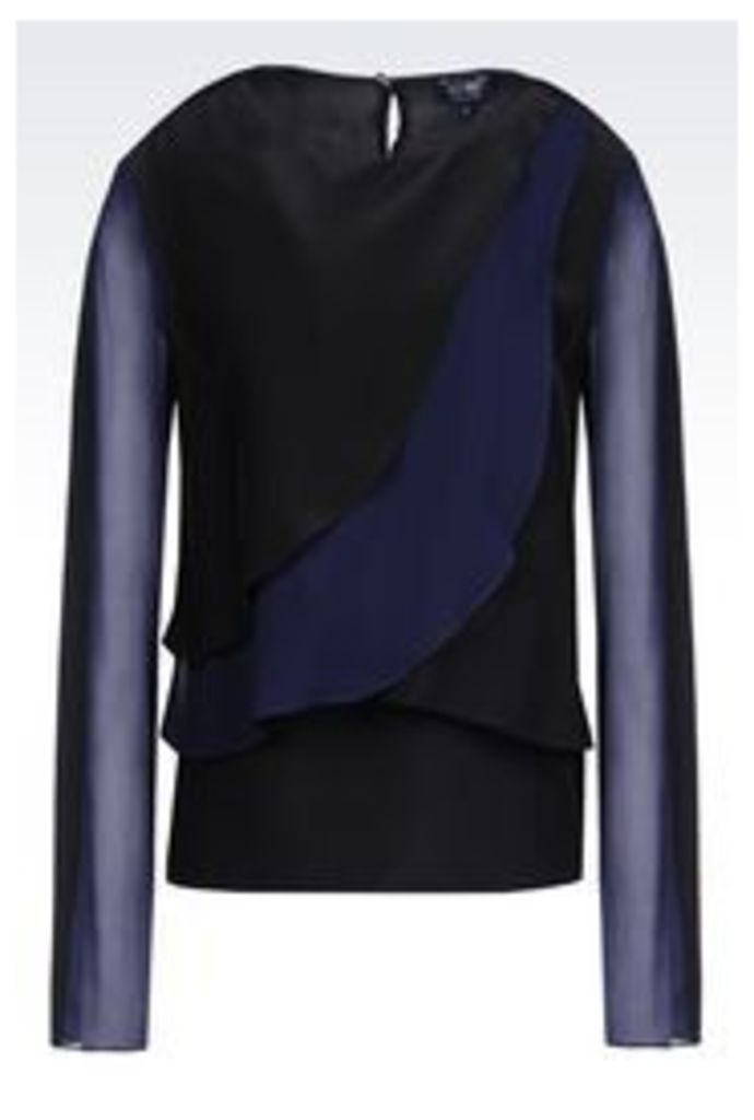 OFFICIAL STORE ARMANI JEANS BLOUSE IN VISCOSE AND SILK