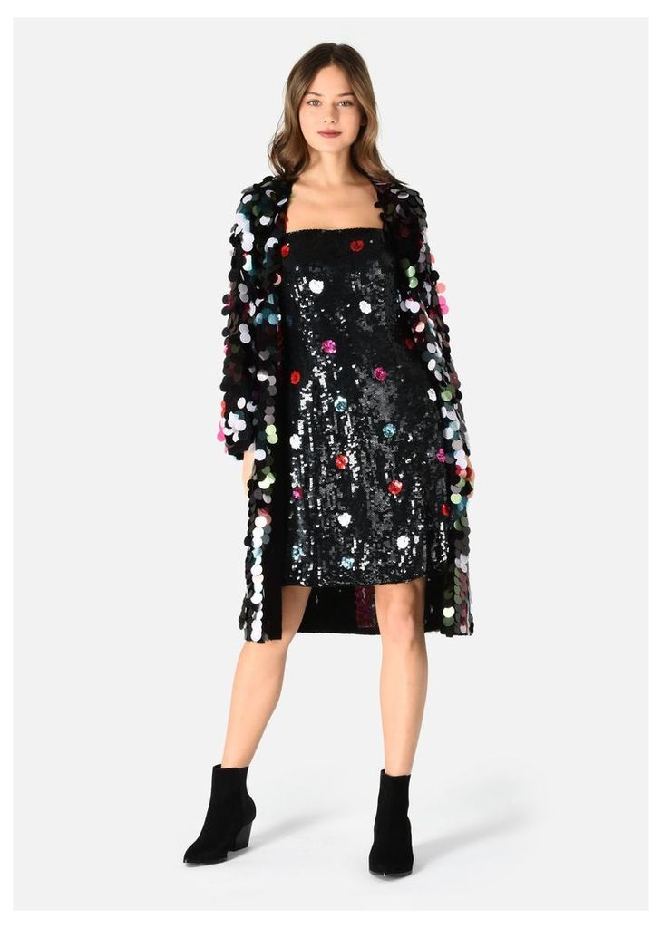 OFFICIAL STORE EMPORIO ARMANI ORGANZA DRESS WITH POLKA DOT EMBROIDERY AND SEQUINS
