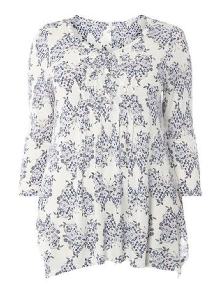 Ivory Busty Fit Butterfly Print Top, Ivory