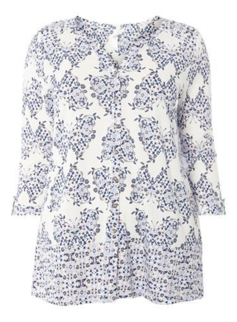 Ivory Butterfly Print Shirt, Ivory