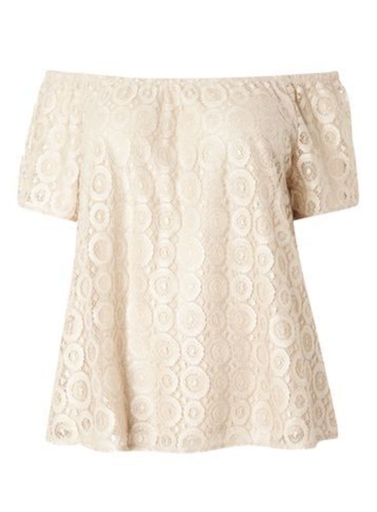 Nude Gypsy Shimmer Lace Top, Cream