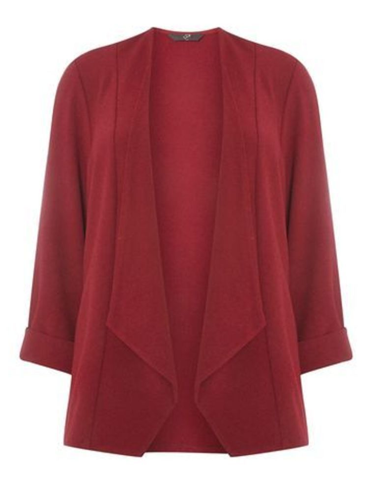 Wine Red Soft Waterfall Jacket, Red