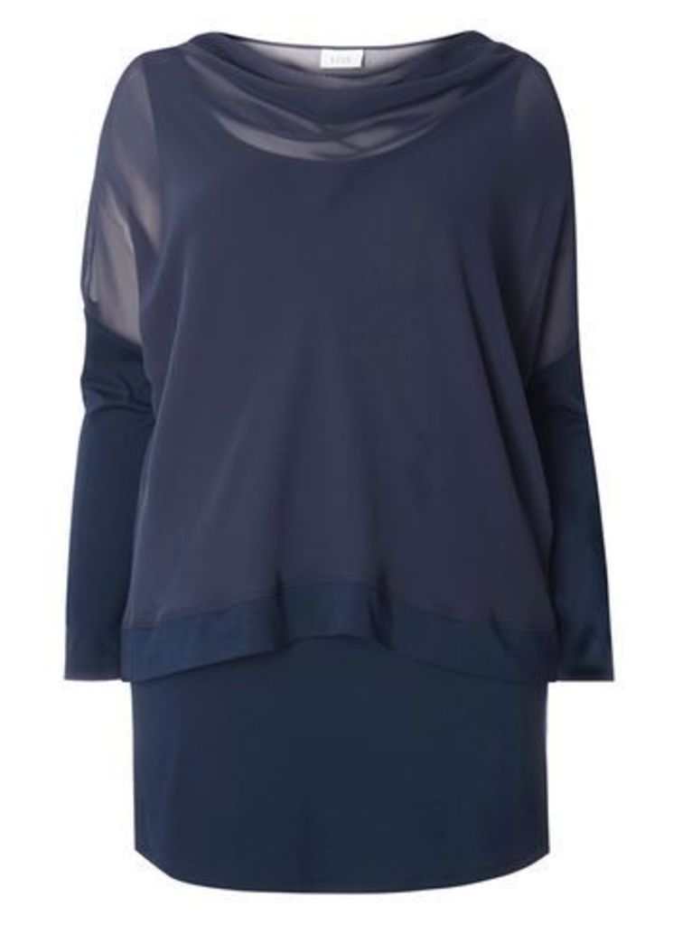 Live Unlimited Navy Blue Chiffon Overlay Top, Navy