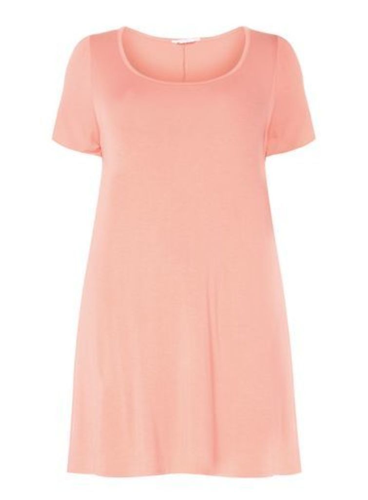 Coral Pink Short Sleeved Tunic, Coral