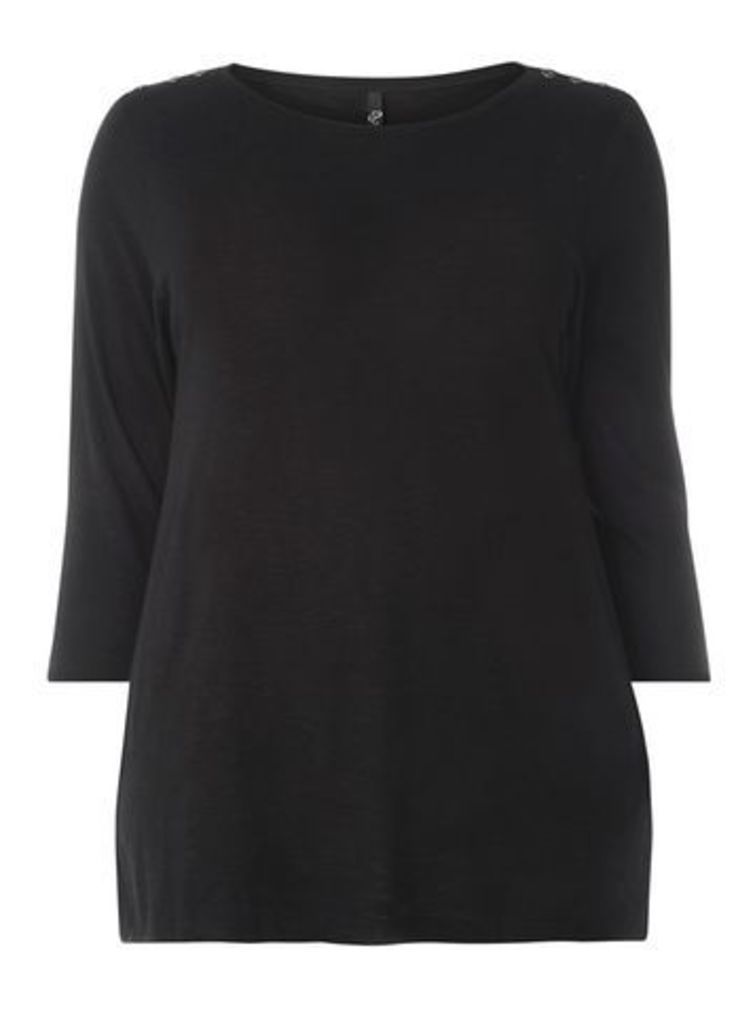 Black Top with Button Detail, Black