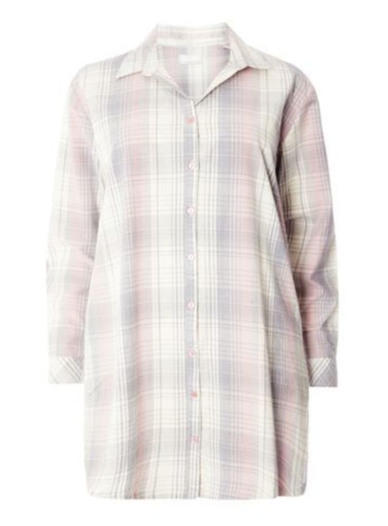 Pink Woven Checked Nightshirt, Pink