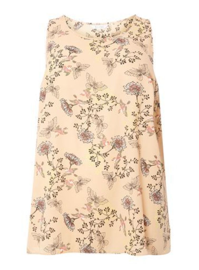 Blush Pink Butterfly And Floral Print Vest, Dark Multi