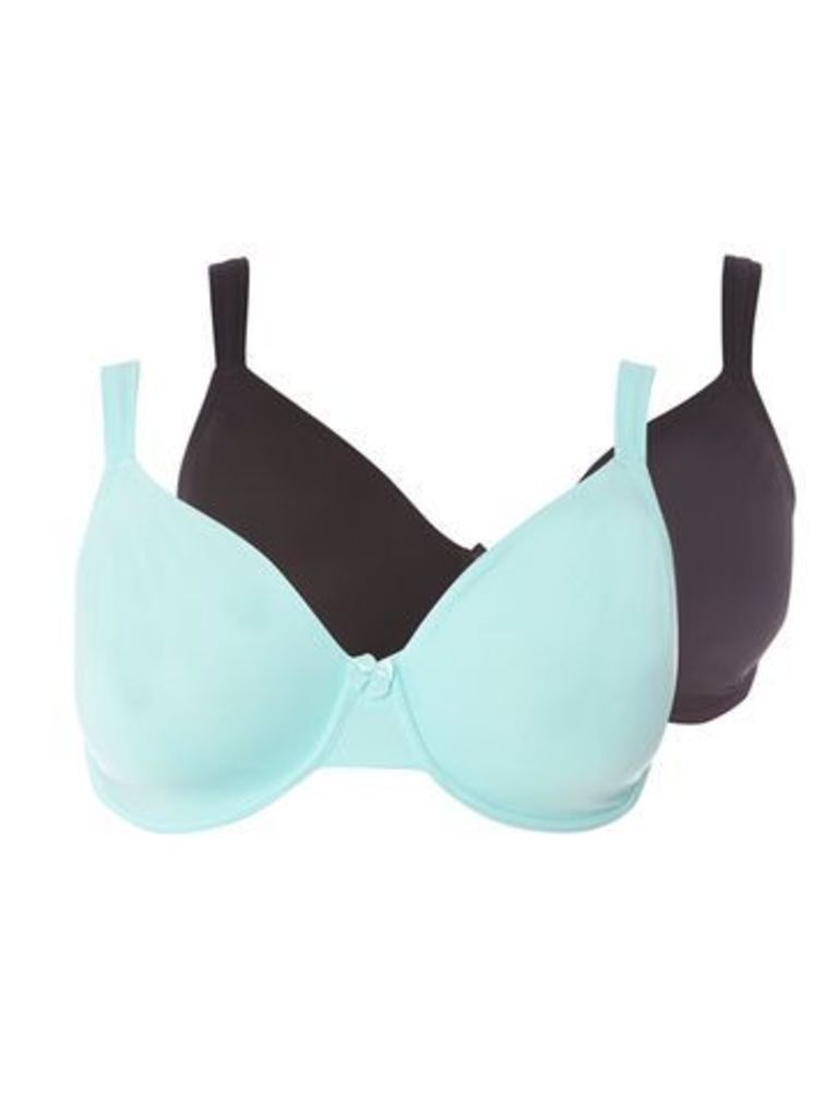 Rosie 2 Pack Mint And Black T-Shirt Bras, Mint