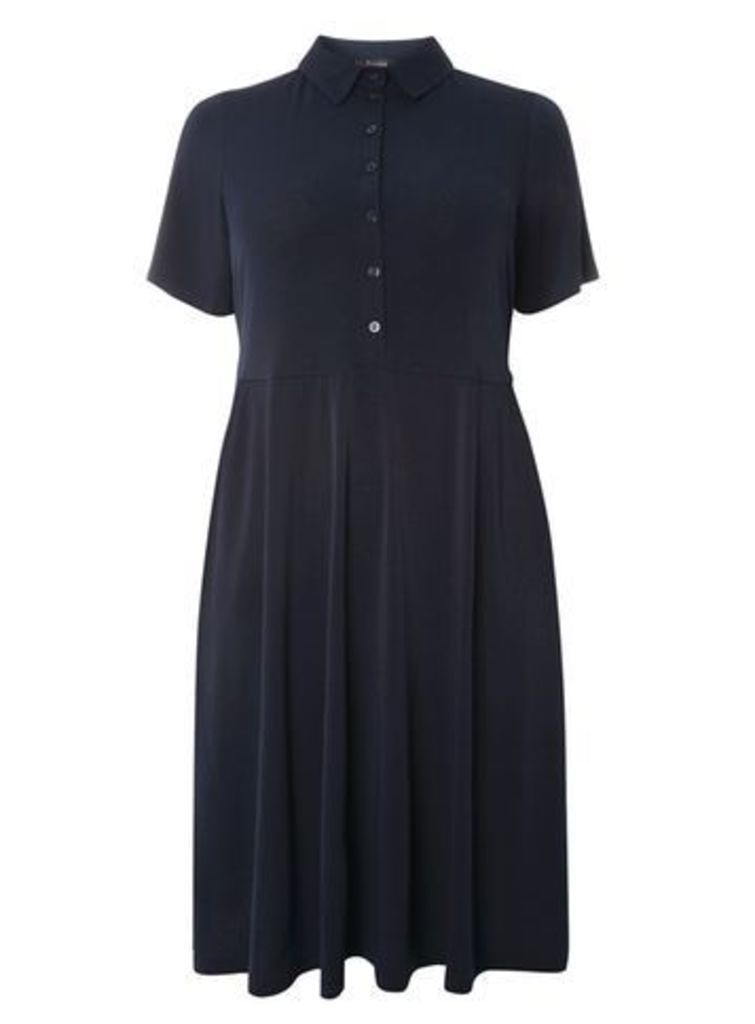 Navy Blue Shirt Fit and Flare Dress, Navy