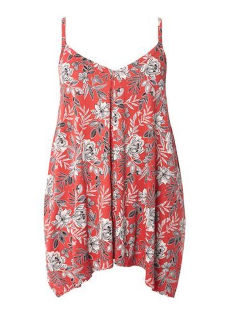 Red Floral Print Camisole Top, Red