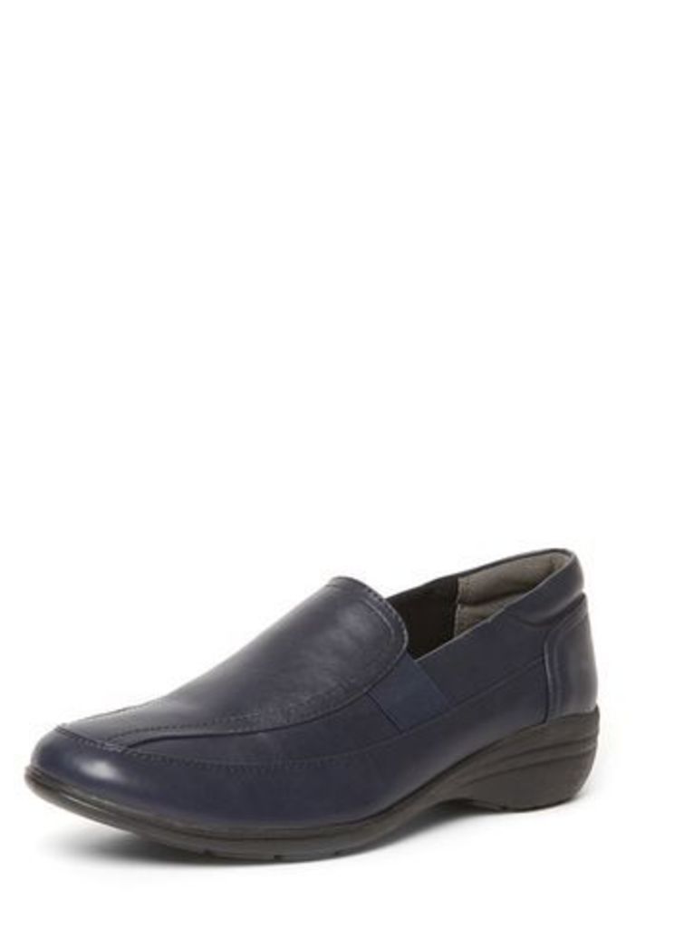 Extra Wide Fit Navy Comfort Slip-On Shoes, Navy