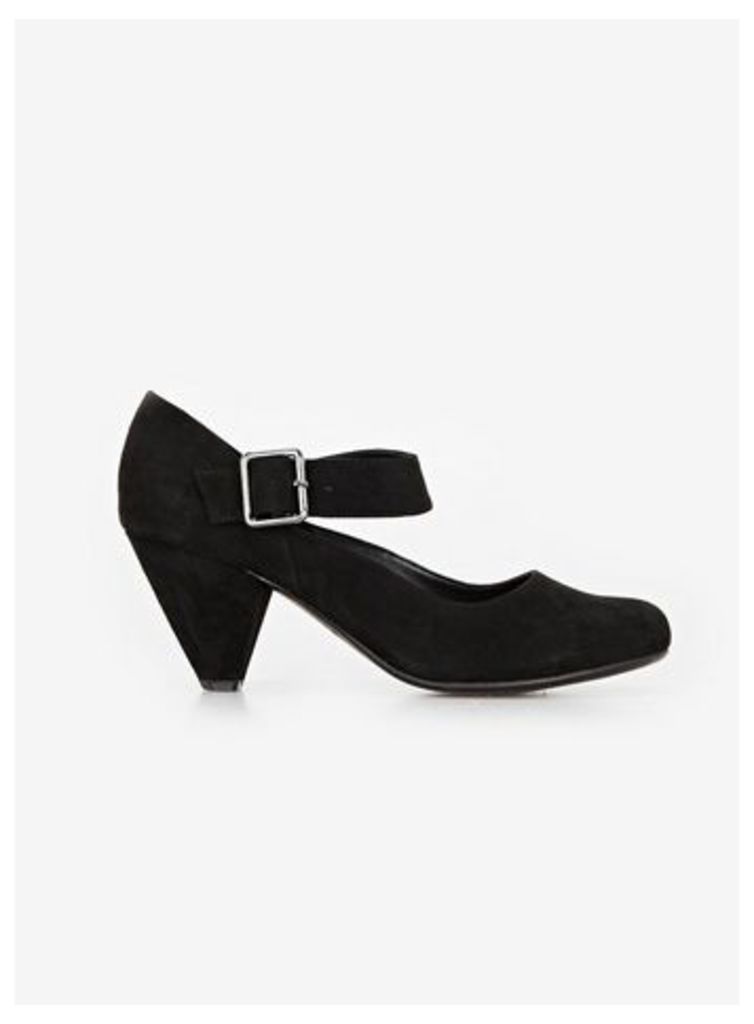 Extra Wide Fit Black Cone Heel Shoes, Black