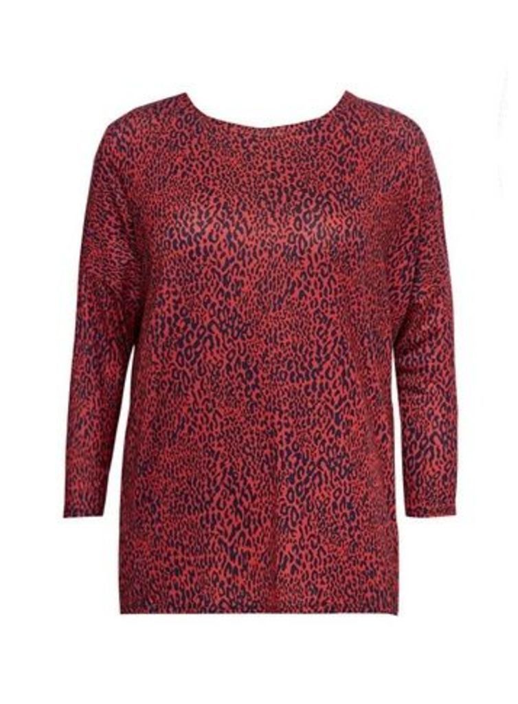 Red Animal Print Top, Red