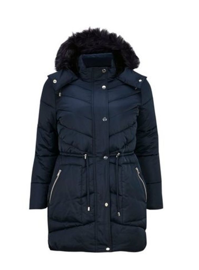 Navy Blue Quilted Coat, Navy