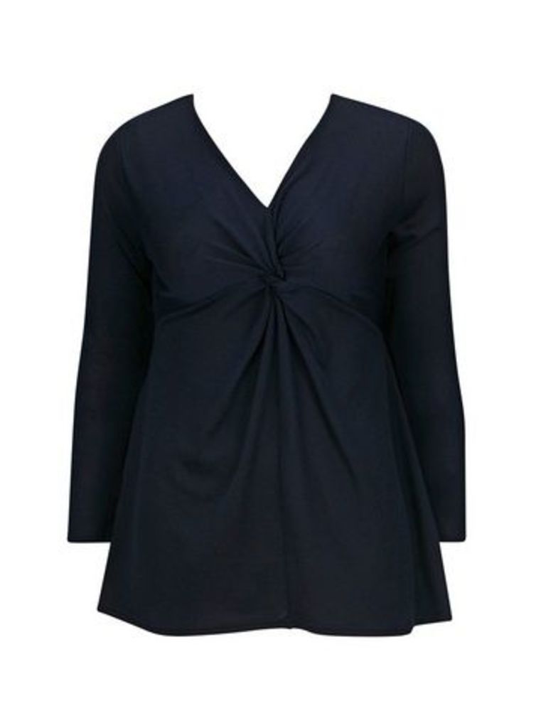 Navy Blue Knot Front Top, Navy