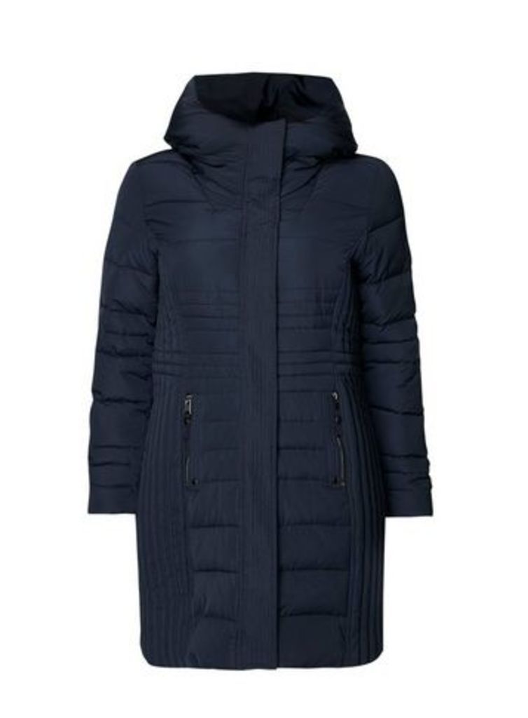 Navy Blue Quilted Coat, Navy
