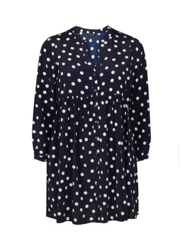 Navy Blue Spotted Tunic Top, Navy