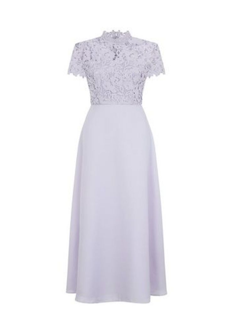 **Chi Chi London Lilac Crochet Maxi Dress, Purple